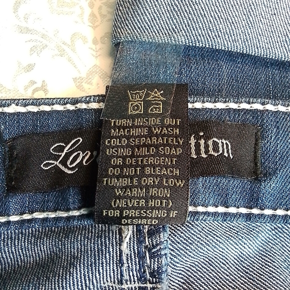 Love Nation denim Bermuda shorts with white leather design size 8 - Picture 4 of 5